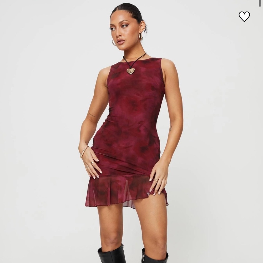 Princess Polly Molita Ruffle Hem Mini Dress Red